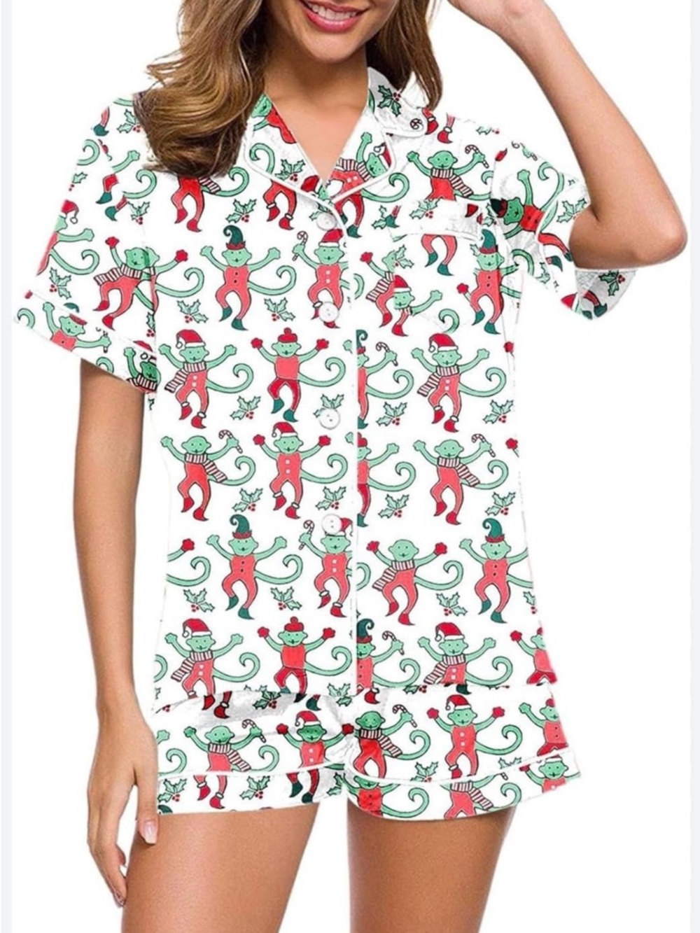 Roller Rabbit Monkey Holliday Pajamas Small - Picture 2 of 5